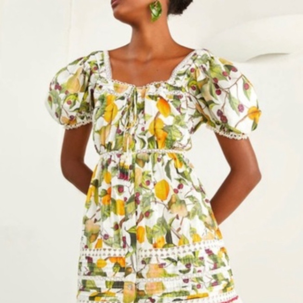 Farm Rio Off-White Fruit Orchard Mini Dress Size: S